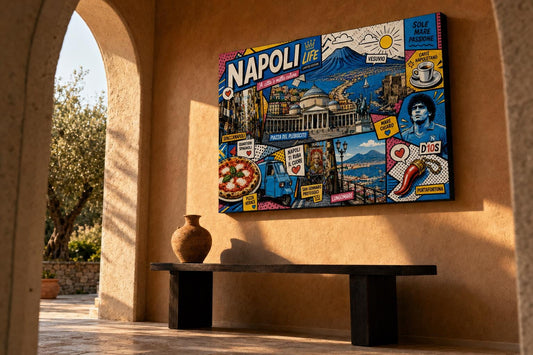 Quadro Napoli Pop Art – Vesuvio e cuore azzurro: vista 2 del prodotto