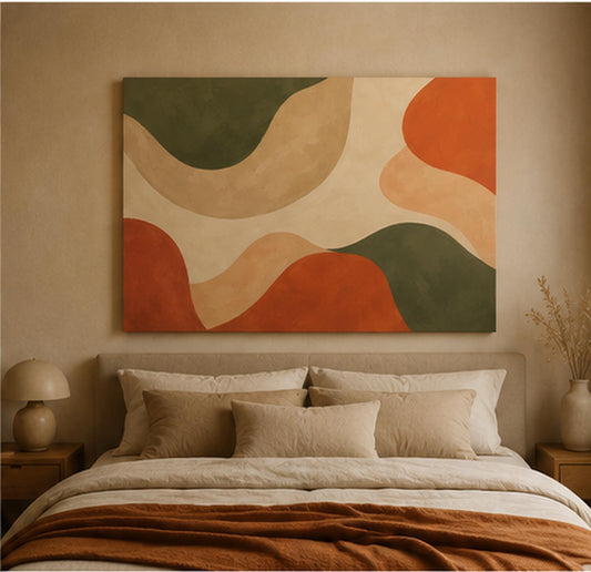 Quadro Astratto Terracotta e Verde Oliva: vista 2 del prodotto