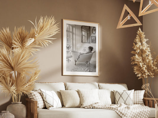Quadro donna in vasca stile vintage: vista 2 del prodotto