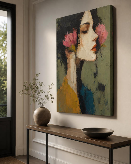 Donna con Fiori Rosa tra i Capelli: vista 2 del prodotto