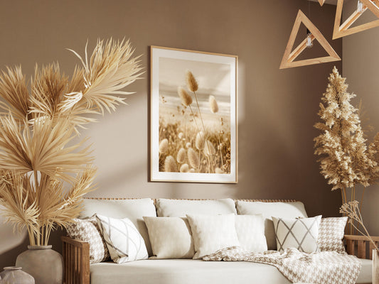 Quadro fiori di campo beige e oro: vista 2 del prodotto
