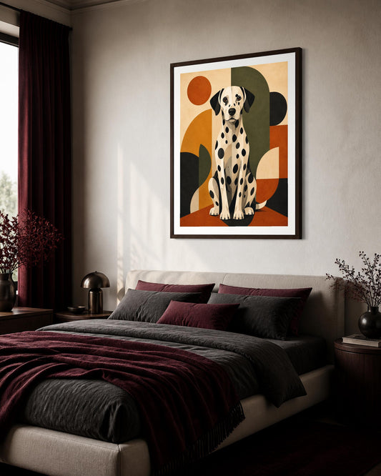 Poster digitale cane dalmata in stile mid-century - Dalmata Moderno, file da stampare