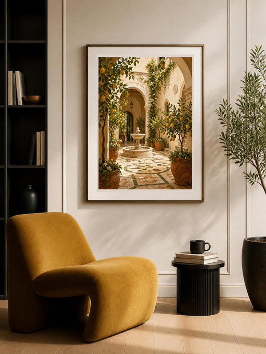 Poster digitale cortile mediterraneo con limoni - Cortile dei Limoni, file da stampare