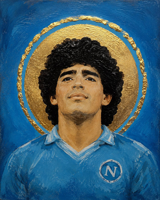 Poster digitale ritratto di calciatore rivolto verso l'alto - Sguardo al Cielo, file da stampare