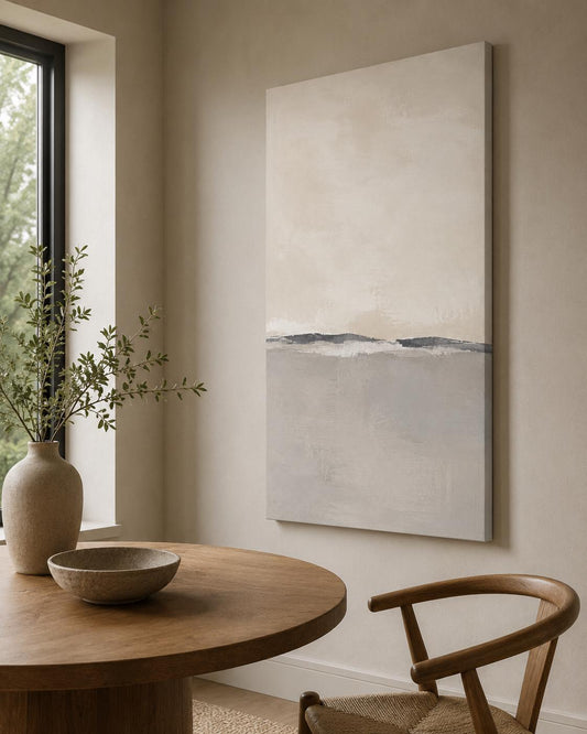 Quadro Astratto Minimalista Beige e Grigio: vista 2 del prodotto