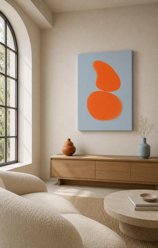Quadro Astratto Arancione e Azzurro: vista 2 del prodotto