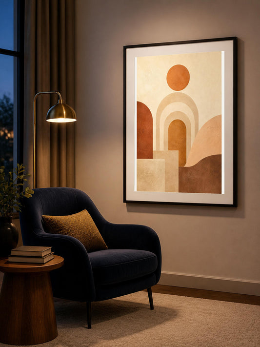 Quadro archi geometrici e sole - Portale Solare, stampa, tela o cornice