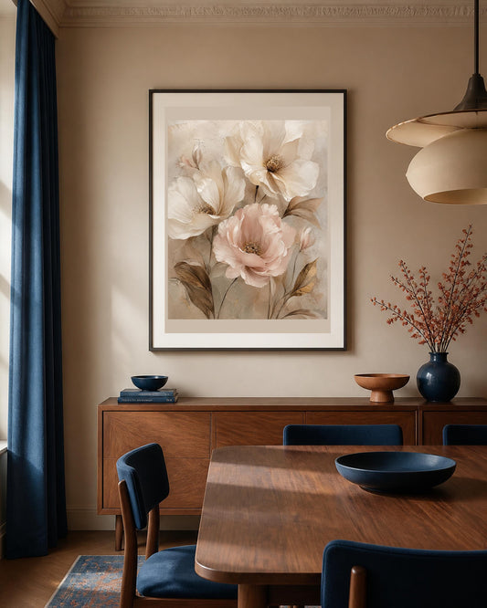 Quadro peonie chiare in stile pittorico - Peonie di Luce, stampa, tela o cornice