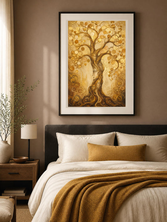 Albero della Luce, albero dorato — stampa senza cornice, stampa incorniciata o tela