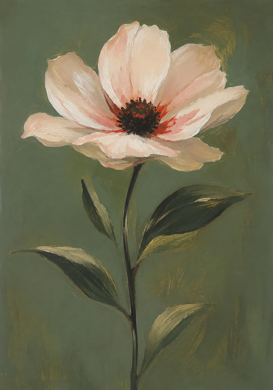 Quadro fiore rosa singolo su fondo verde - Fiore Rosa su Verde, stampa, tela o cornice
