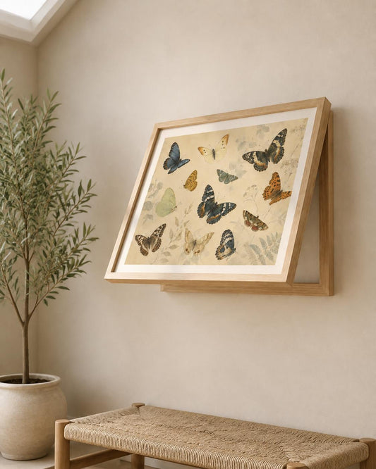 Copricontatore apribile con farfalle vintage, quadro con cornice o tela
