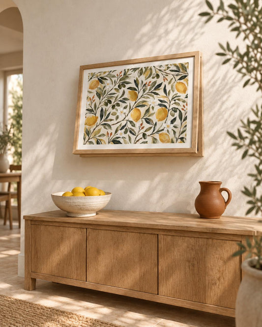 Copricontatore apribile con limoni mediterranei, quadro botanico con cornice o tela