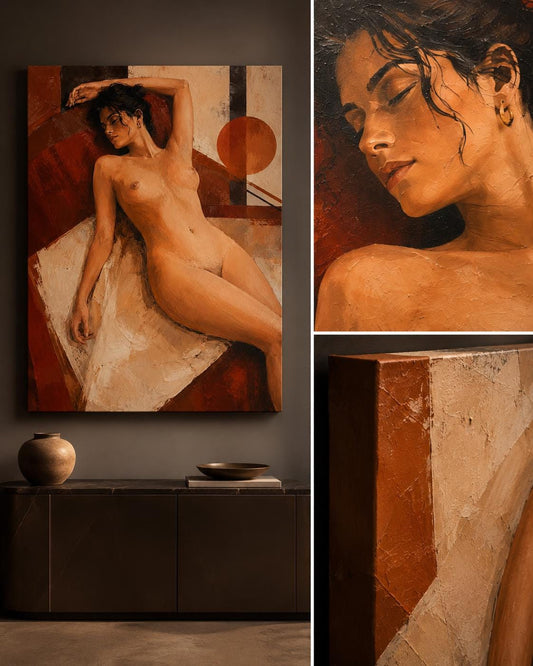 Quadro figura femminile artistica terracotta: vista 2 del prodotto