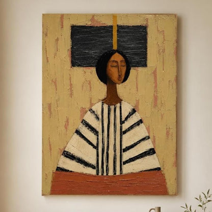 Donna Astratta in Abito a Righe: stampa artistica da parete