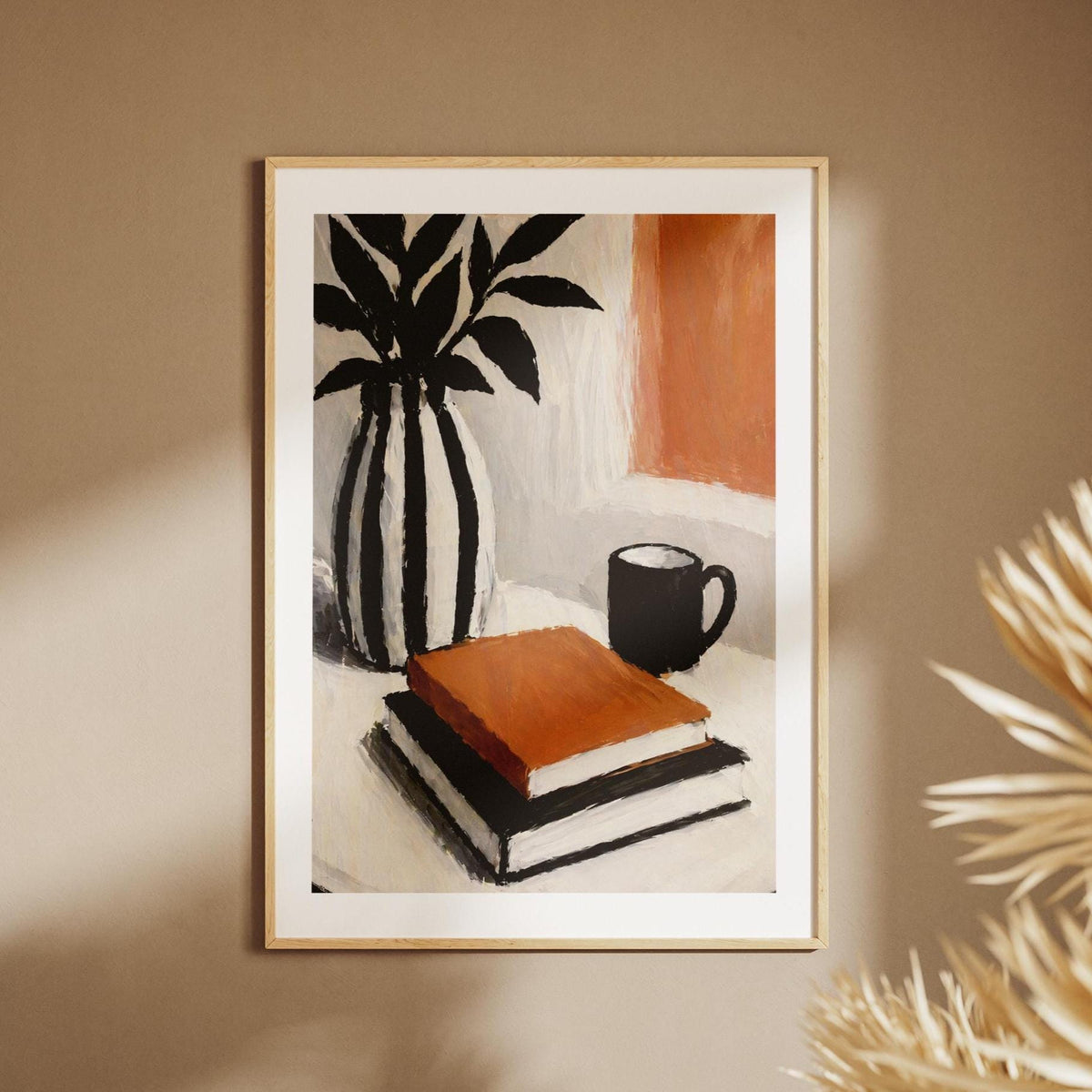 Quadro libri e tazza stile moderno: stampa artistica da parete