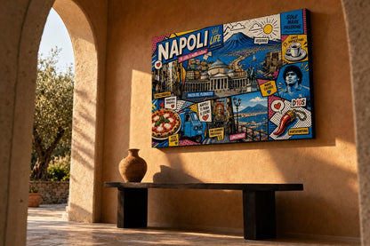 Quadro Napoli Pop Art – Vesuvio e cuore azzurro: vista 2 del prodotto