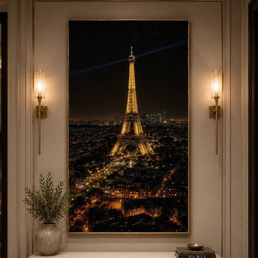 Torre Eiffel Illuminata di Notte: stampa artistica da parete