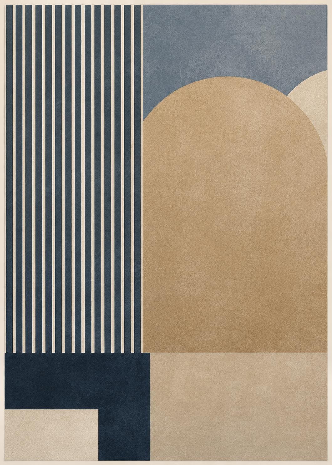Quadro astratto geometrico blu beige e sabbia: vista 3 del prodotto