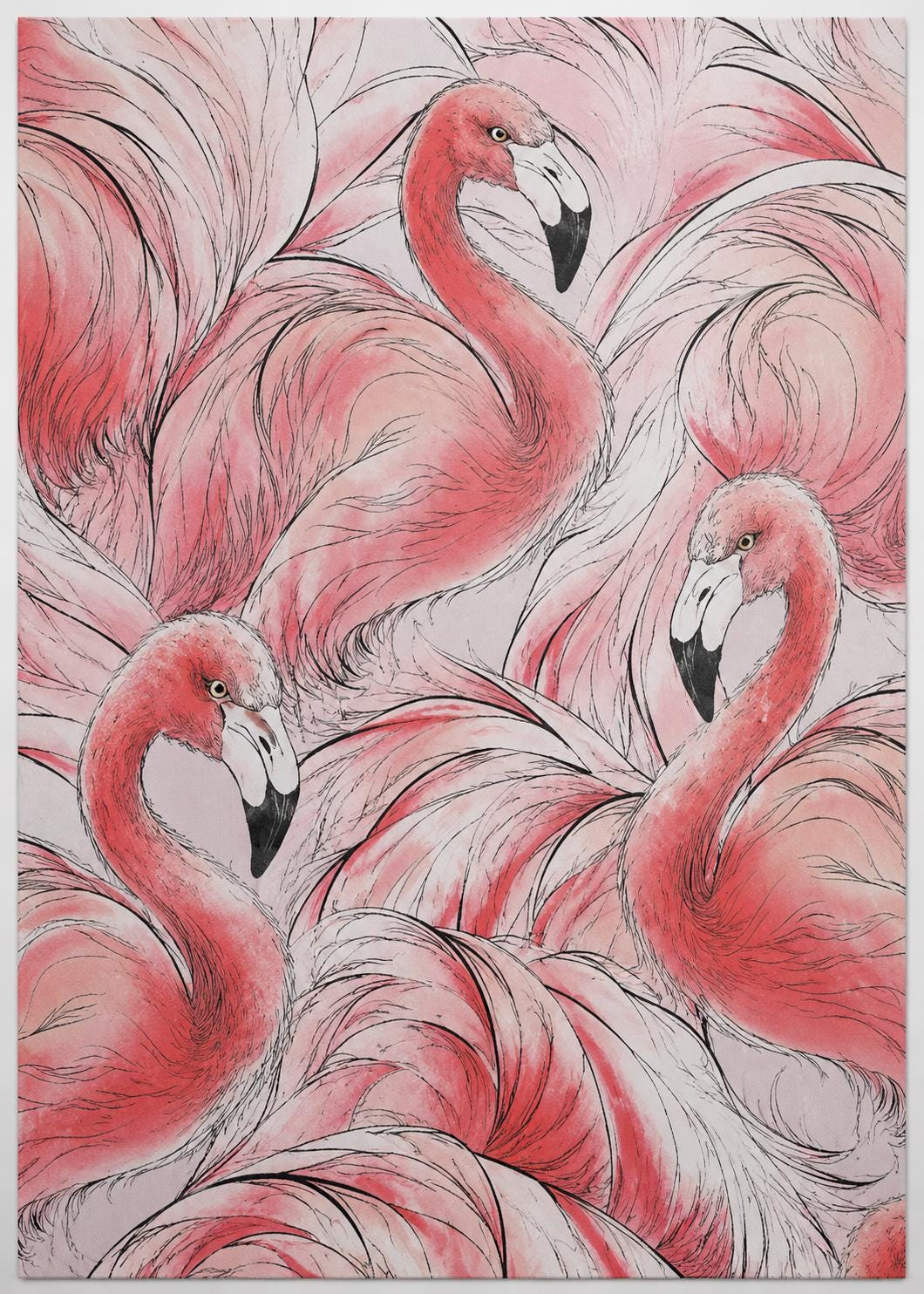 Quadro fenicotteri rosa tropicale: vista 3 del prodotto