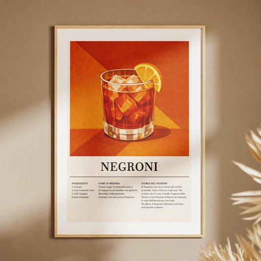 Poster Negroni Vintage con Ricetta: stampa artistica da parete