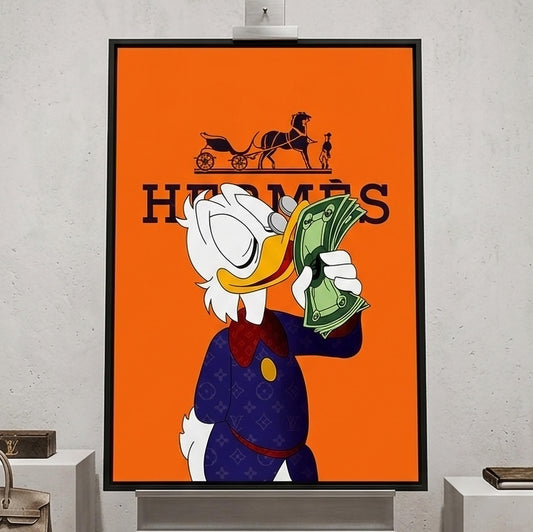 Quadro Papero Pop Art con Banconote: stampa artistica da parete