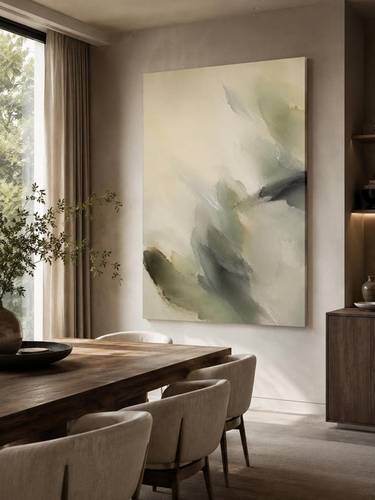 Quadro Astratto Beige e Verde Salvia: vista 2 del prodotto