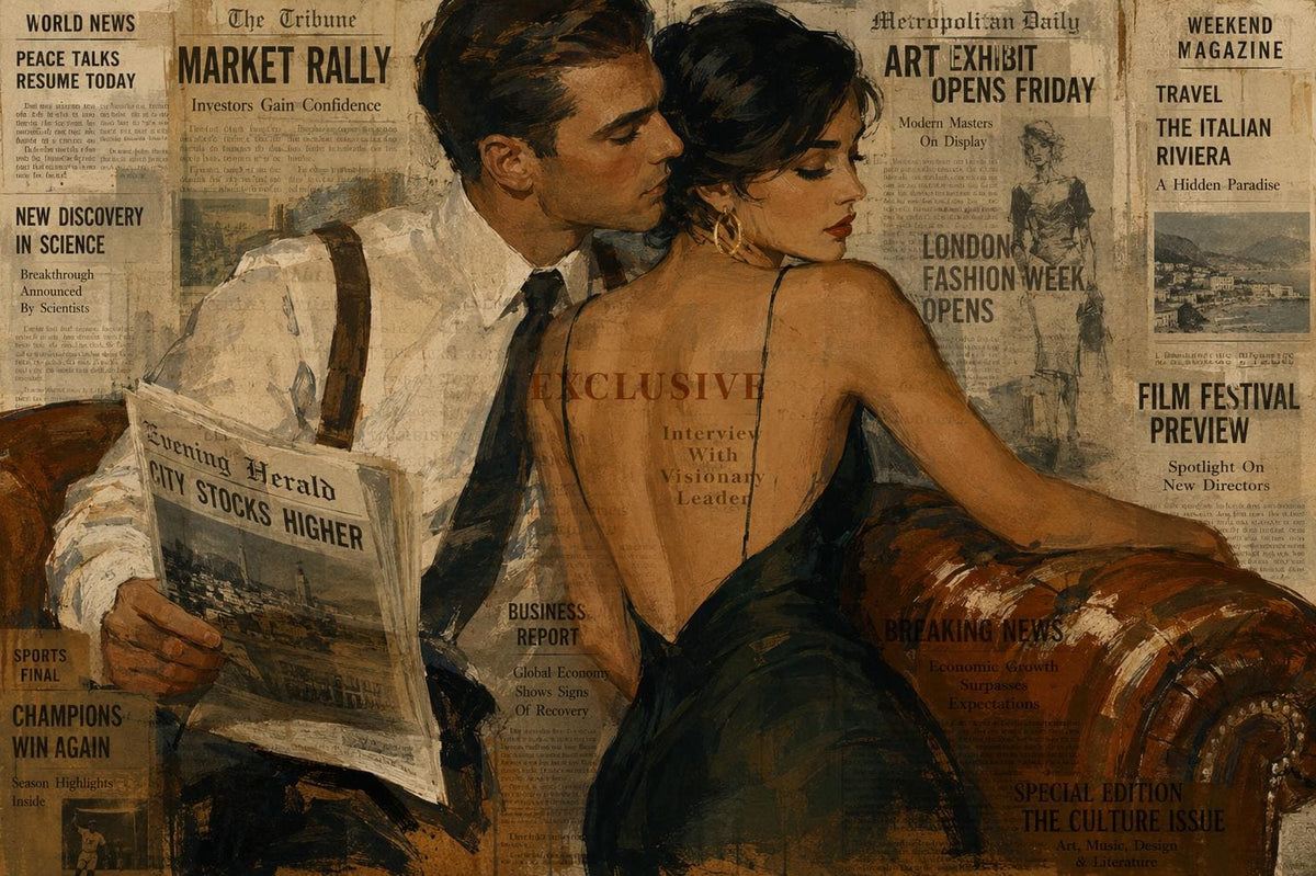 Coppia Romantica su Giornale Vintage: vista 3 del prodotto