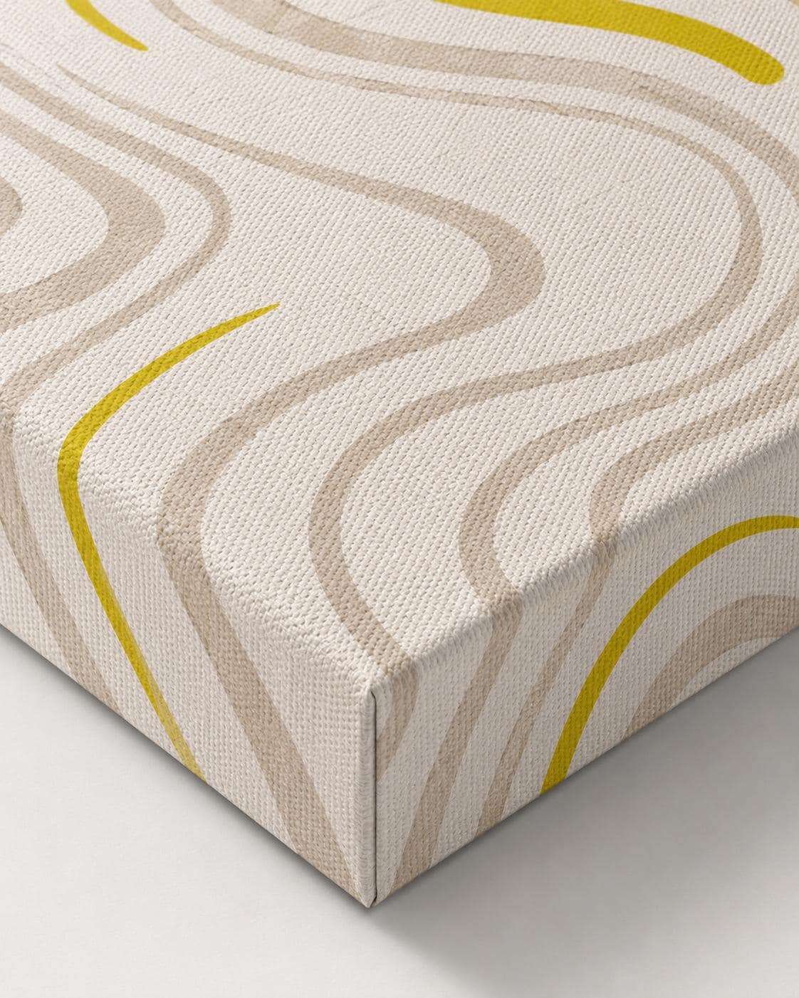Quadro astratto minimal beige e giallo oro: vista 3 del prodotto