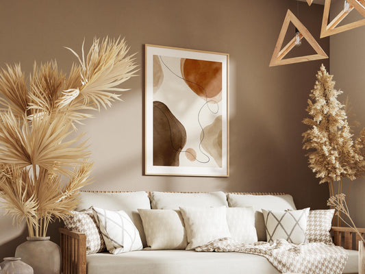 Quadro astratto beige marrone e terracotta: vista 2 del prodotto