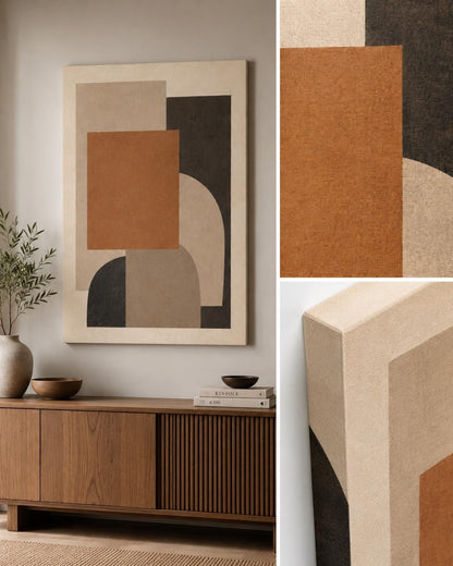 Quadro astratto geometrico beige e terracotta: vista 2 del prodotto