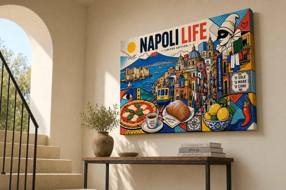 Quadro Napoli Life Pop Art – Vesuvio e Pulcinella: vista 5 del prodotto