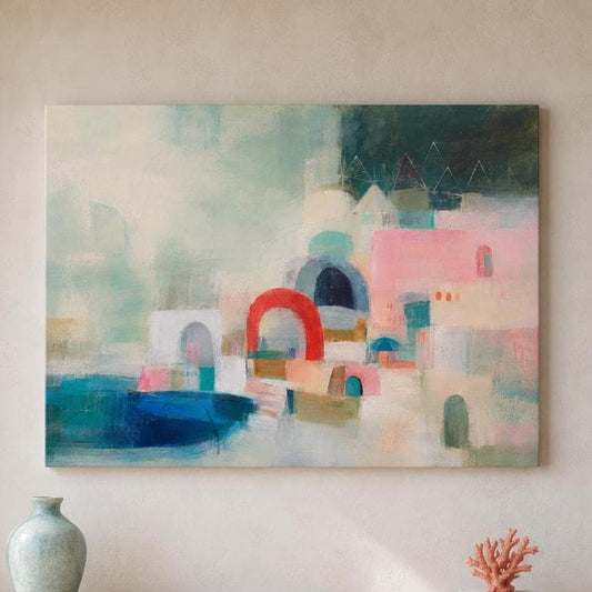Borgo Mediterraneo Astratto: stampa artistica da parete