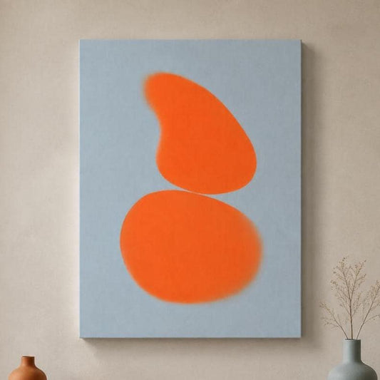 Quadro Astratto Arancione e Azzurro: stampa artistica da parete