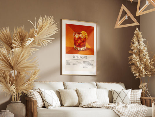 Poster Negroni Vintage con Ricetta: vista 2 del prodotto