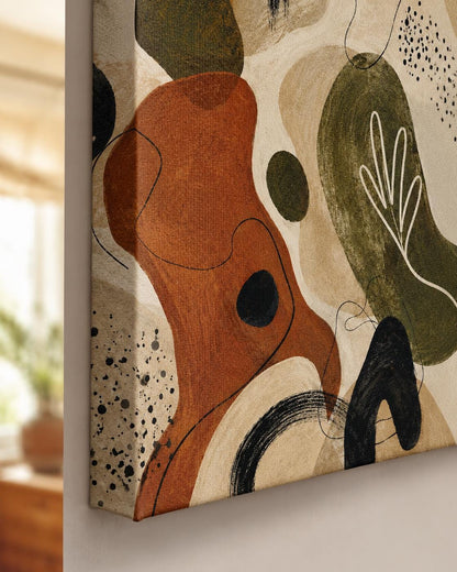 Quadro astratto organico terracotta e verde oliva: vista 3 del prodotto