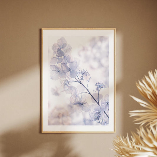 Quadro floreale delicato lilla e azzurro: stampa artistica da parete