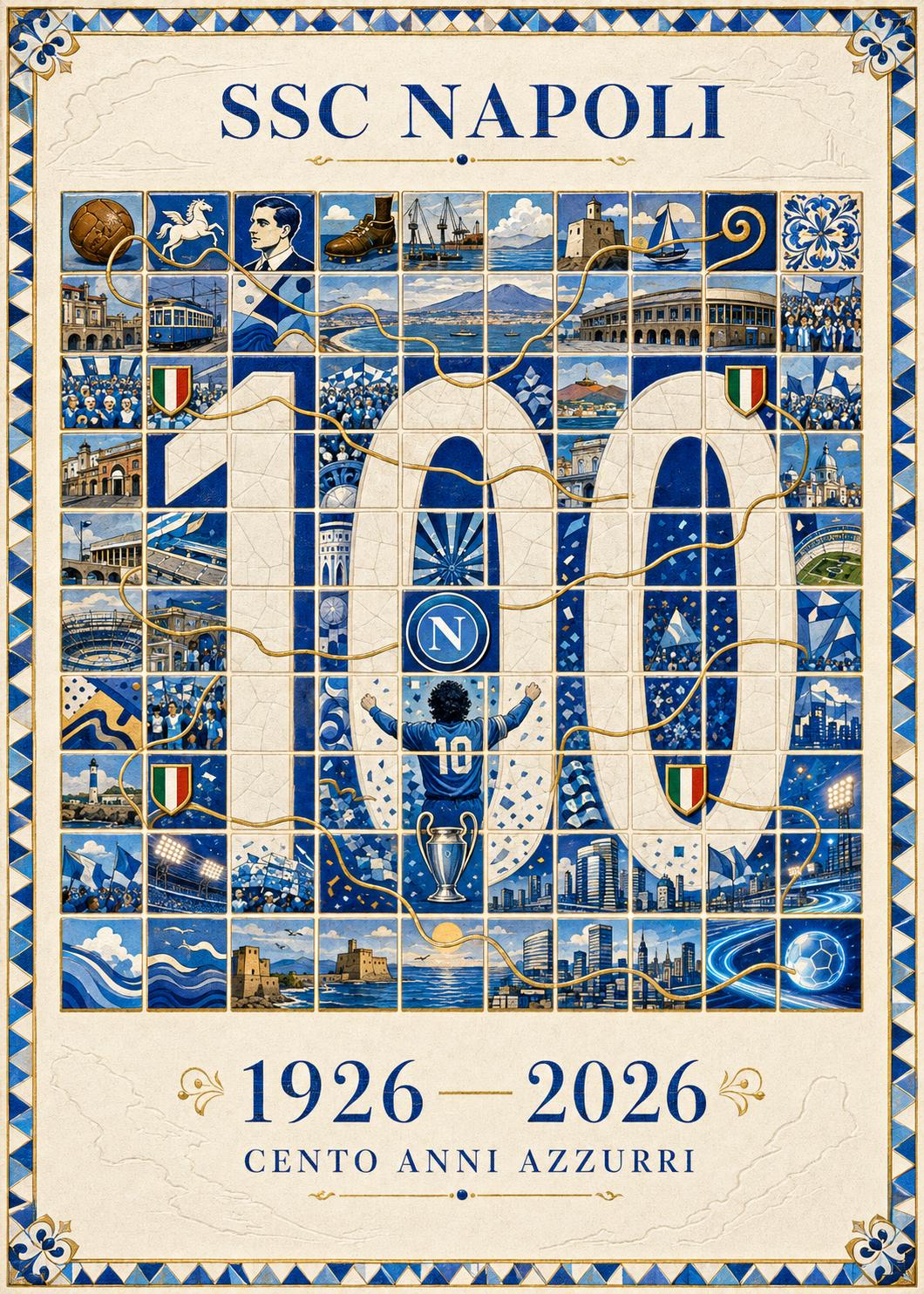 SSC Napoli 100 anni – Poster celebrativo vintage: vista 3 del prodotto