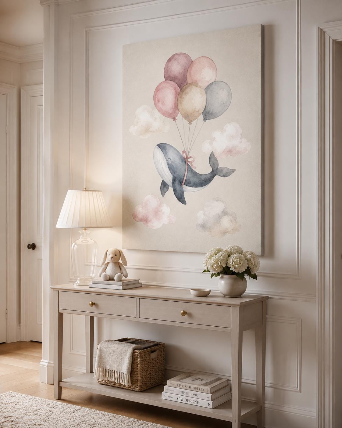 Quadro balena con palloncini per cameretta: vista 6 del prodotto