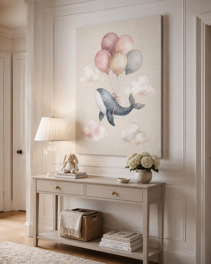 Quadro balena con palloncini per cameretta: vista 6 del prodotto
