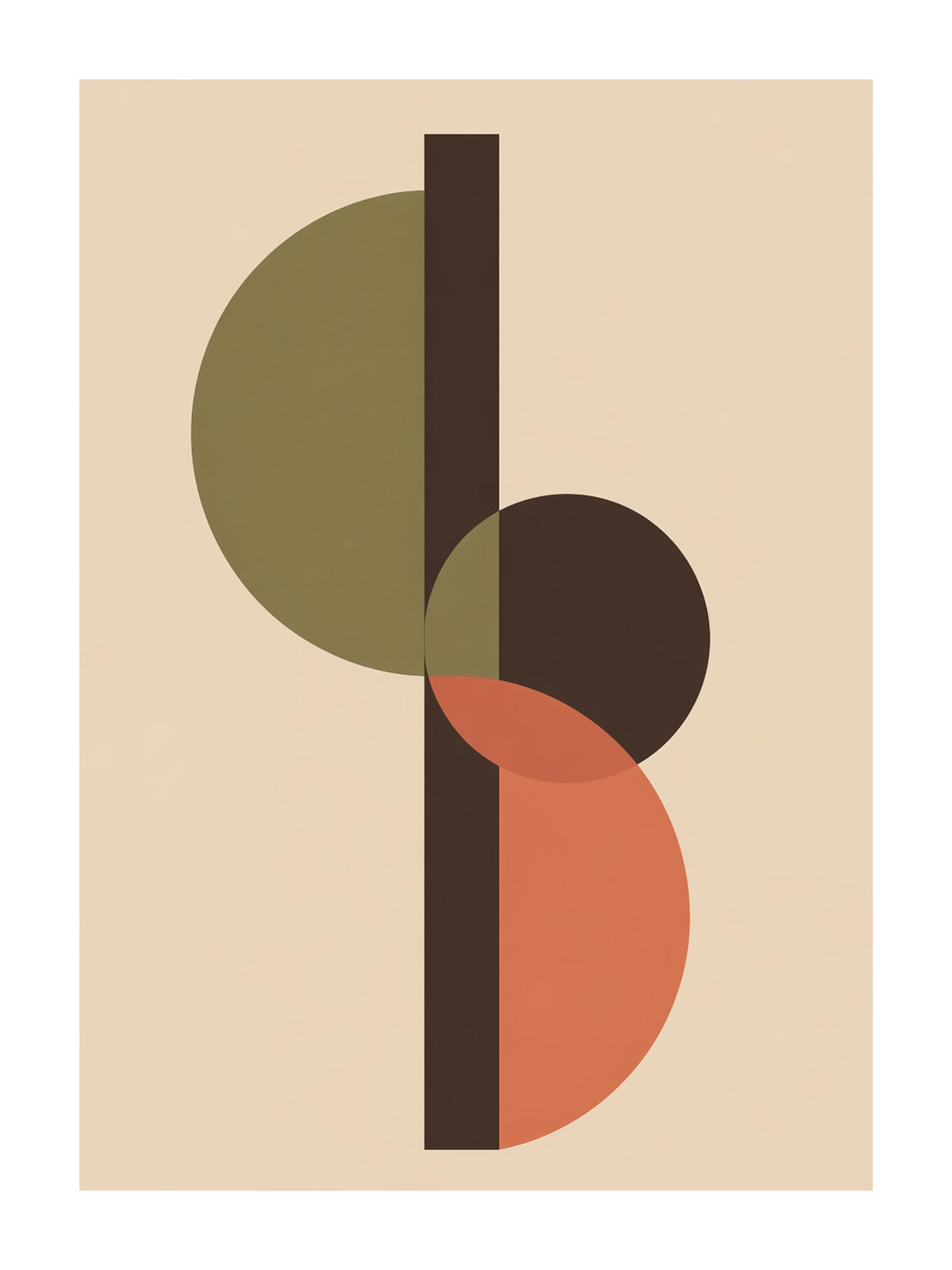 Quadro astratto geometrico verde e terracotta: vista 3 del prodotto