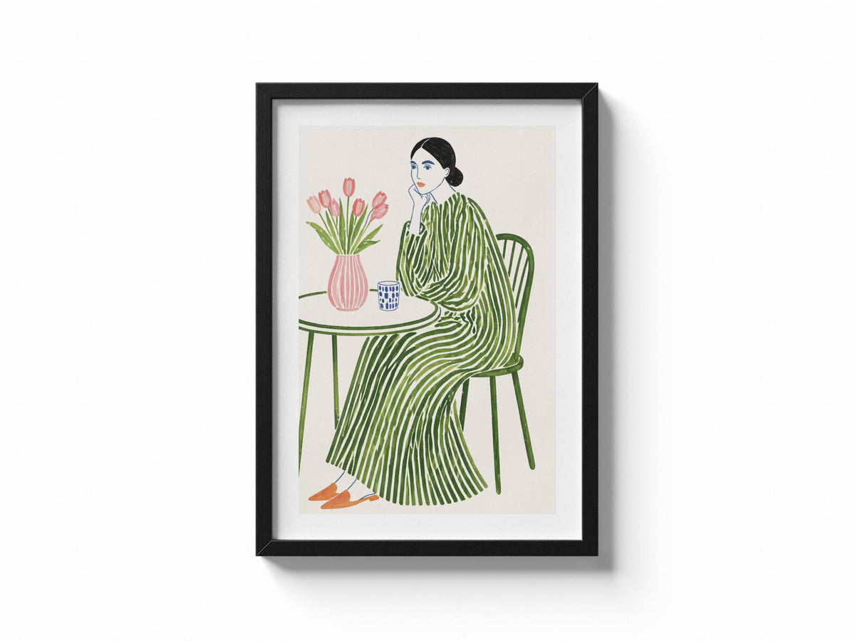 Quadro donna seduta con tulipani: vista 5 del prodotto