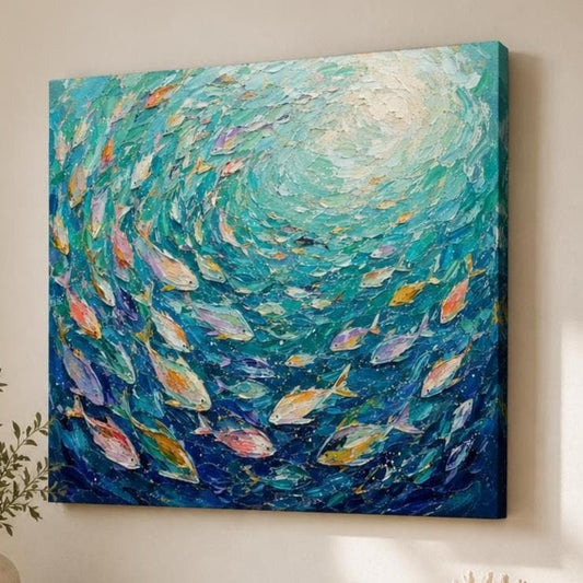 Banco di Pesci nell’Oceano: stampa artistica da parete