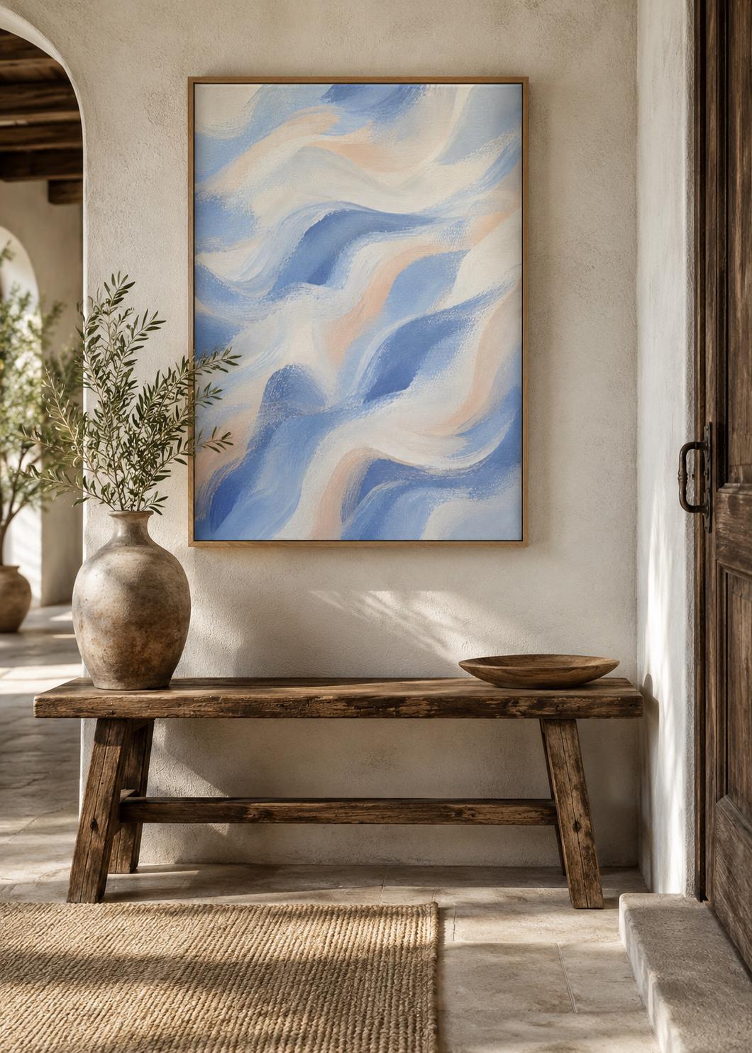 Quadro astratto azzurro e rosa pastello: vista 5 del prodotto