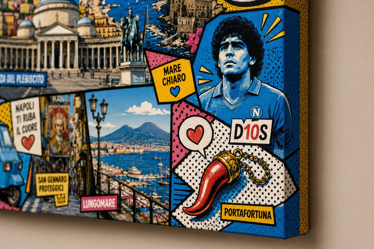 Quadro Napoli Pop Art – Vesuvio e cuore azzurro: vista 4 del prodotto