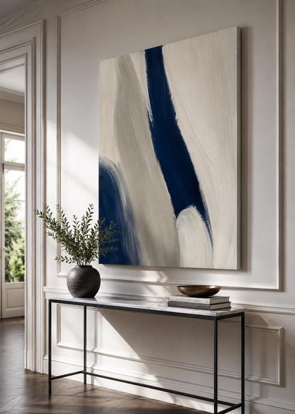 Quadro astratto blu e beige minimal: vista 5 del prodotto