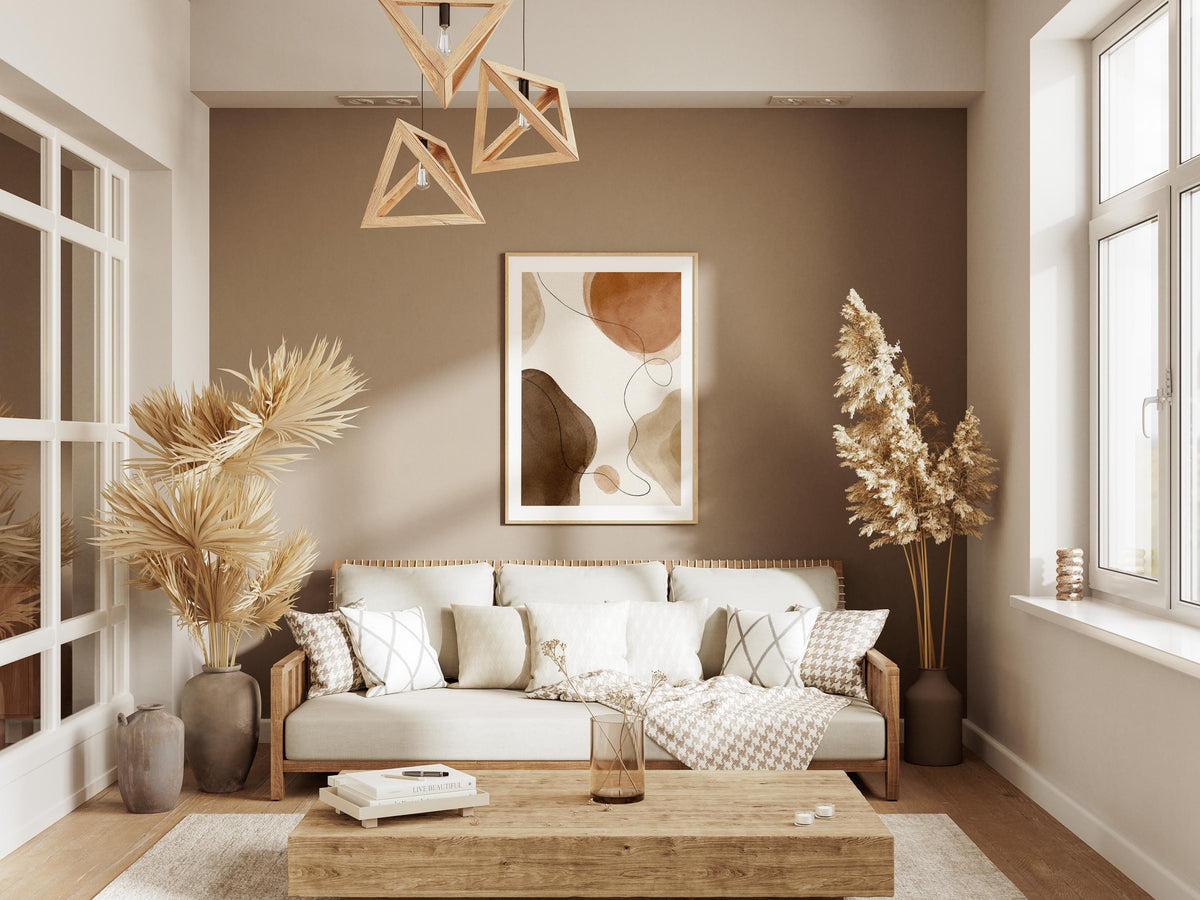 Quadro astratto beige marrone e terracotta: vista 4 del prodotto