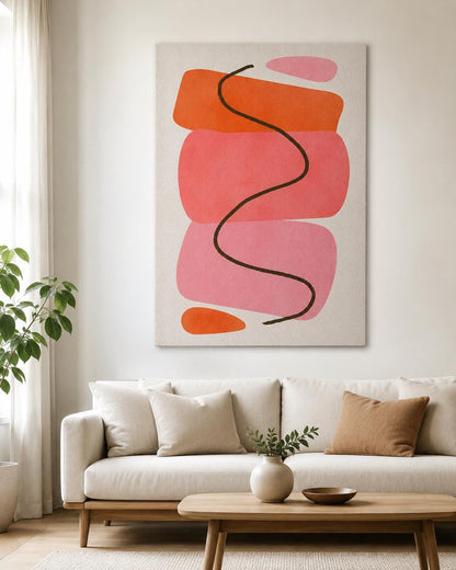Quadro astratto rosa e arancione minimal: vista 5 del prodotto
