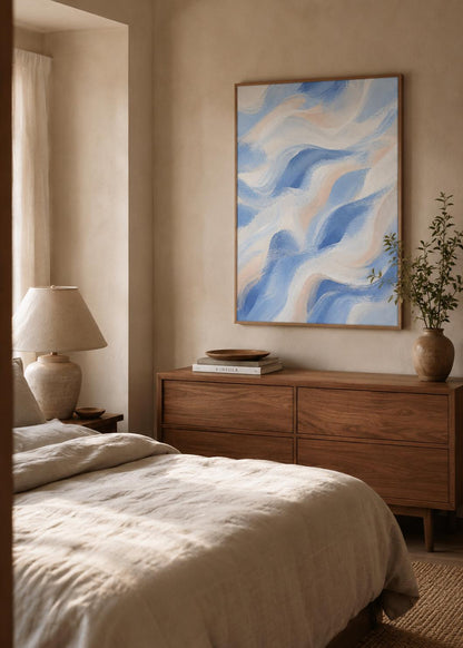 Quadro astratto azzurro e rosa pastello: vista 3 del prodotto