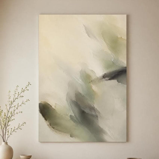 Quadro Astratto Beige e Verde Salvia: stampa artistica da parete
