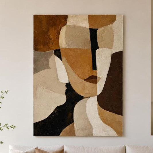 Quadro Astratto Materico Beige e Marrone: stampa artistica da parete